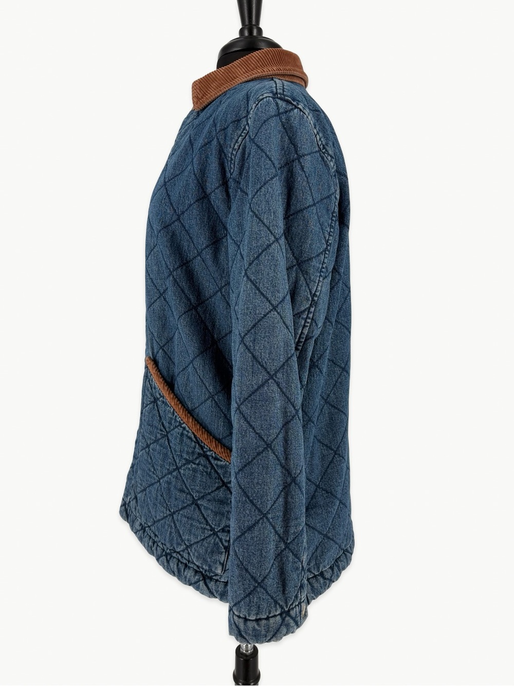 Vintage LRL Ralph Lauren Quilted Denim Chore Barn Jacket Size Small 90s Corduroy - Picture 6 of 16
